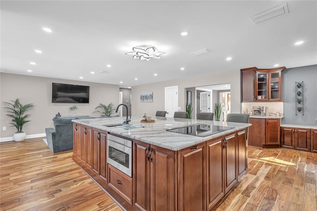 Interior, Kitchen, Living room, Recessed Lighting, Wood Texture Flooring