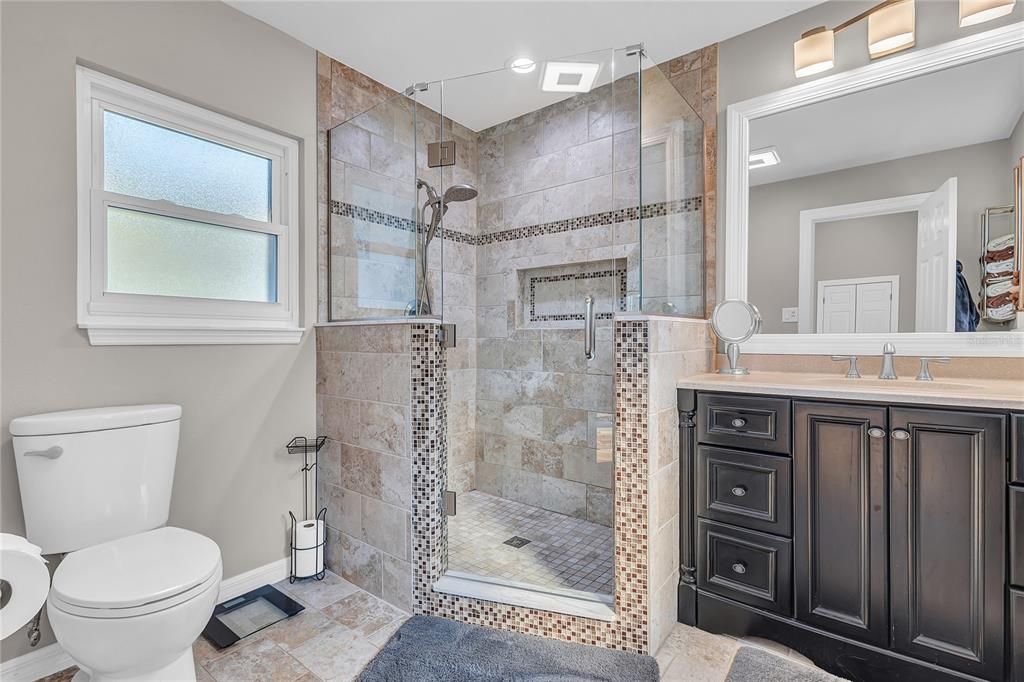 Bathroom, Glass Shower, Interior, Recessed Lighting