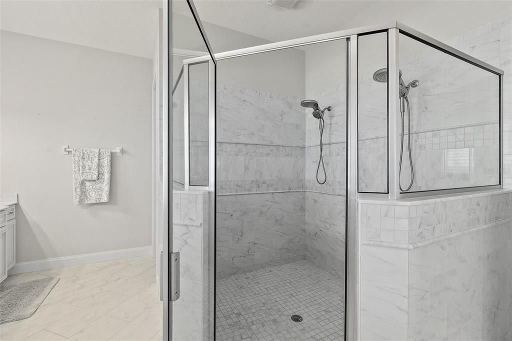 Bathroom, Glass Shower, Interior, Marble, Marble Walls