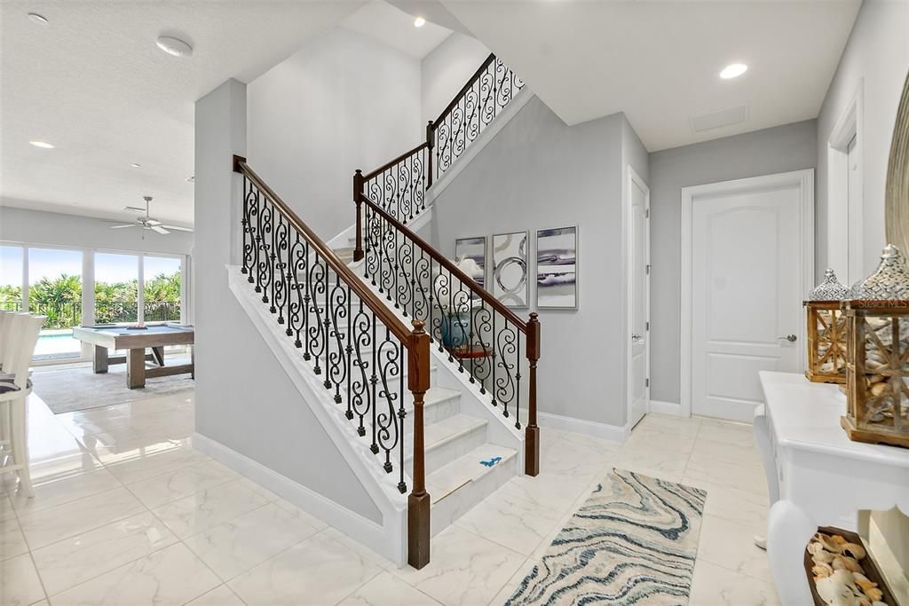 Billiard Table, Game Room, Interior, Marble, Recessed Lighting