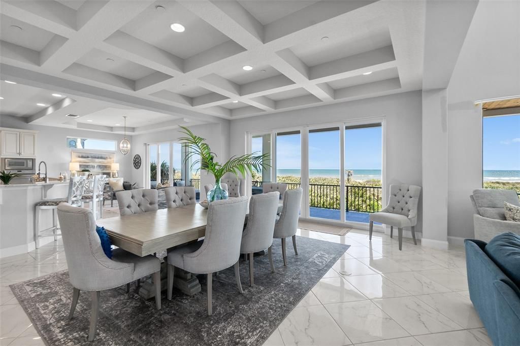 Dining room, Interior, Marble, Pendant Lights, Recessed Lighting, Water