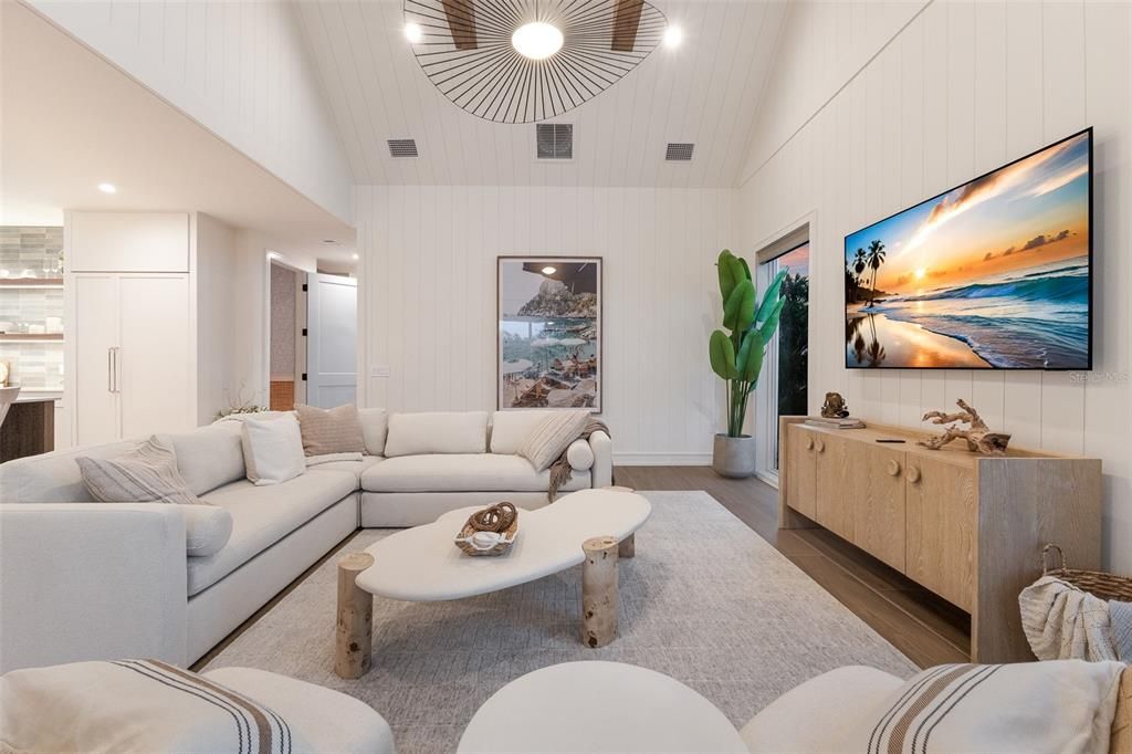 Interior, Living room, Recessed Lighting, Wood Texture Flooring