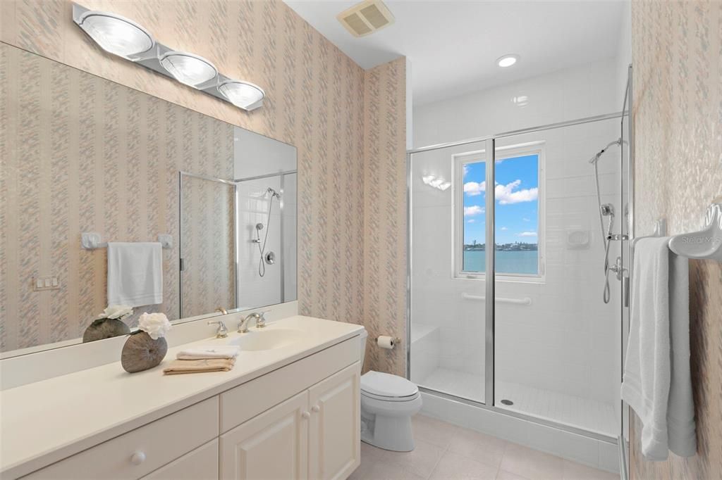 Bathroom, Glass Shower, Interior, Recessed Lighting, Water