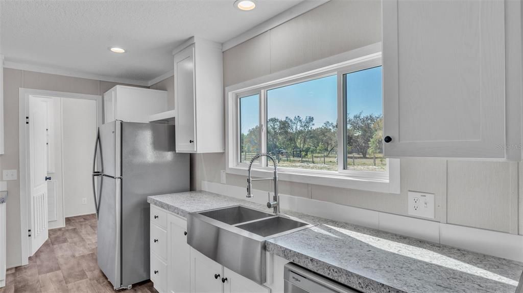 Interior, Kitchen, Recessed Lighting, Wood Texture Flooring