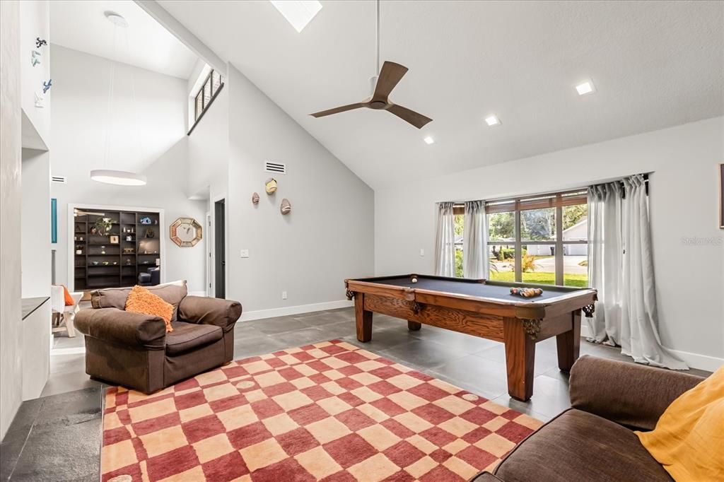 Billiard Table, Game Room, Interior, Recessed Lighting