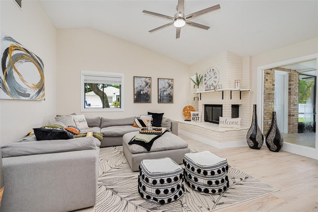 Fireplace, Interior, Living room, Wood Texture Flooring