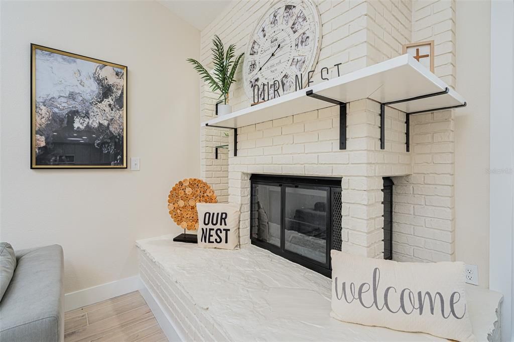Fireplace, Interior, Stone Walls, Wood Texture Flooring