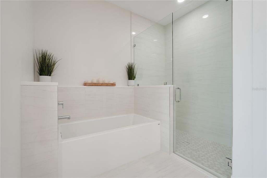 Bathroom, Glass Shower, Interior, Recessed Lighting
