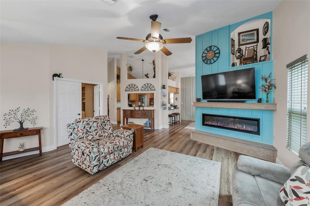 Fireplace, Interior, Wood Texture Flooring