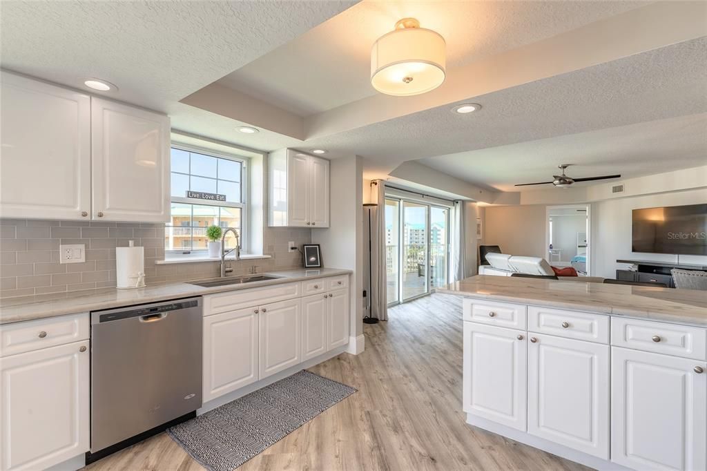 Interior, Kitchen, Recessed Lighting, Wood Texture Flooring