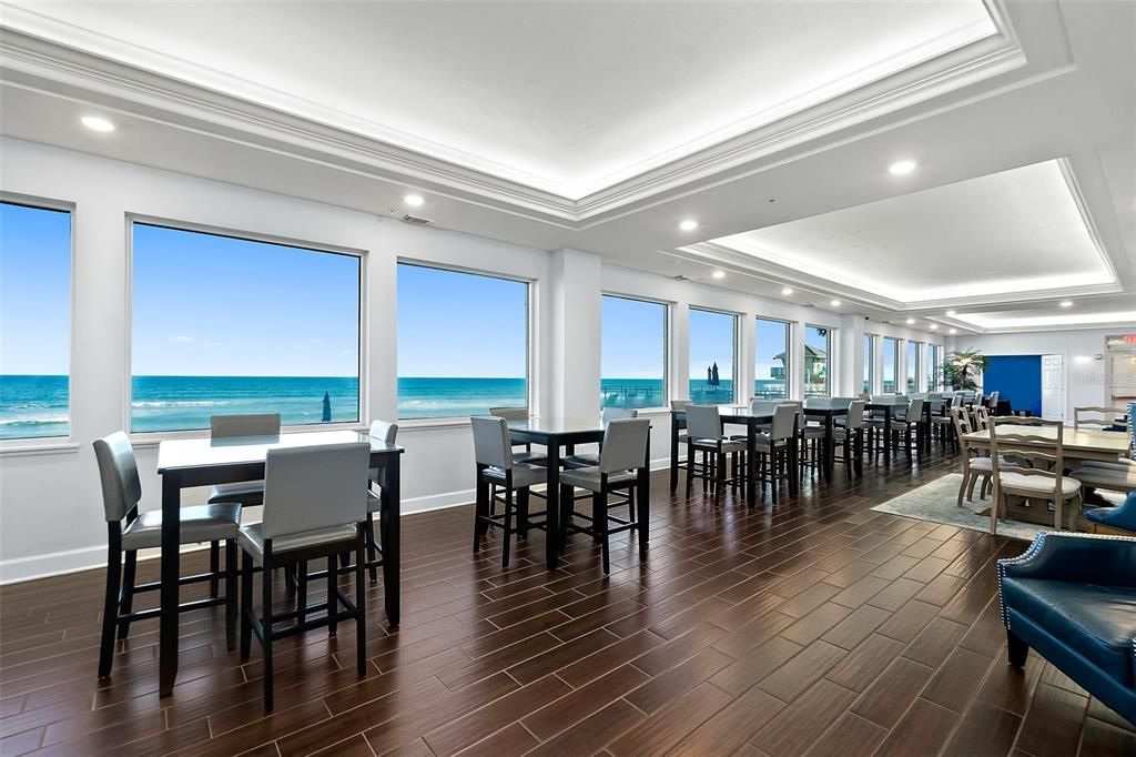 Dining room, Interior, Recessed Lighting, Water, Wood Texture Flooring