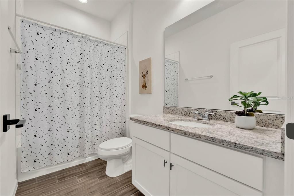 Bathroom, Interior, Recessed Lighting, Wood Texture Flooring