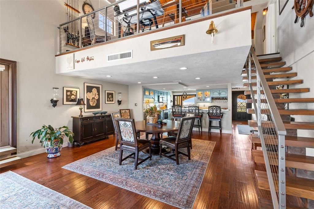Dining room, Interior, Recessed Lighting, Wood Texture Flooring