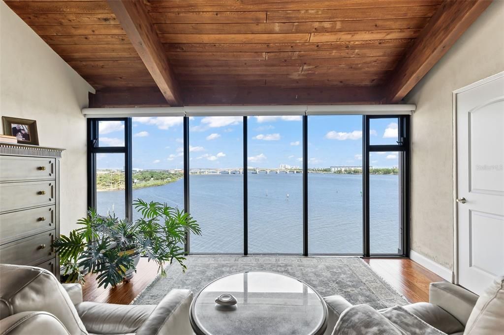 Interior, Living room, Water, Wooden Beams, Wooden Ceilings, Wood Texture Flooring