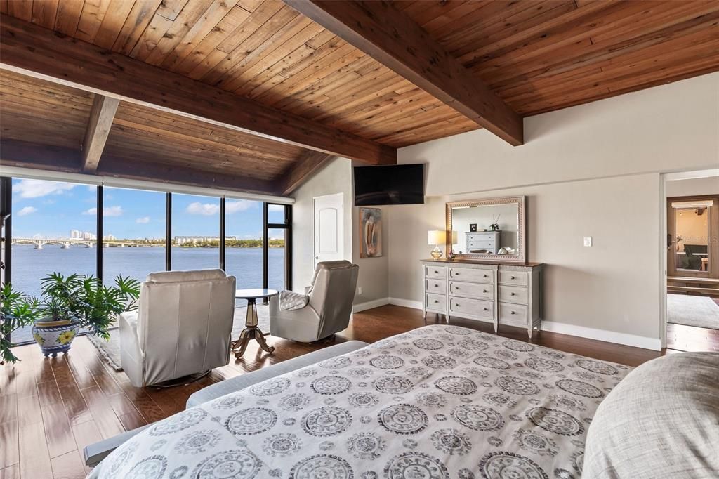 Bedroom, Interior, Water, Wooden Beams, Wooden Ceilings, Wood Texture Flooring