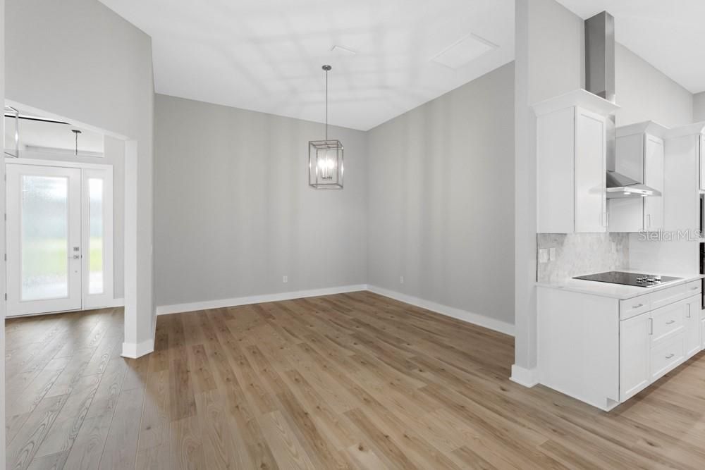 Empty room, Interior, Pendant Lights, Wood Texture Flooring