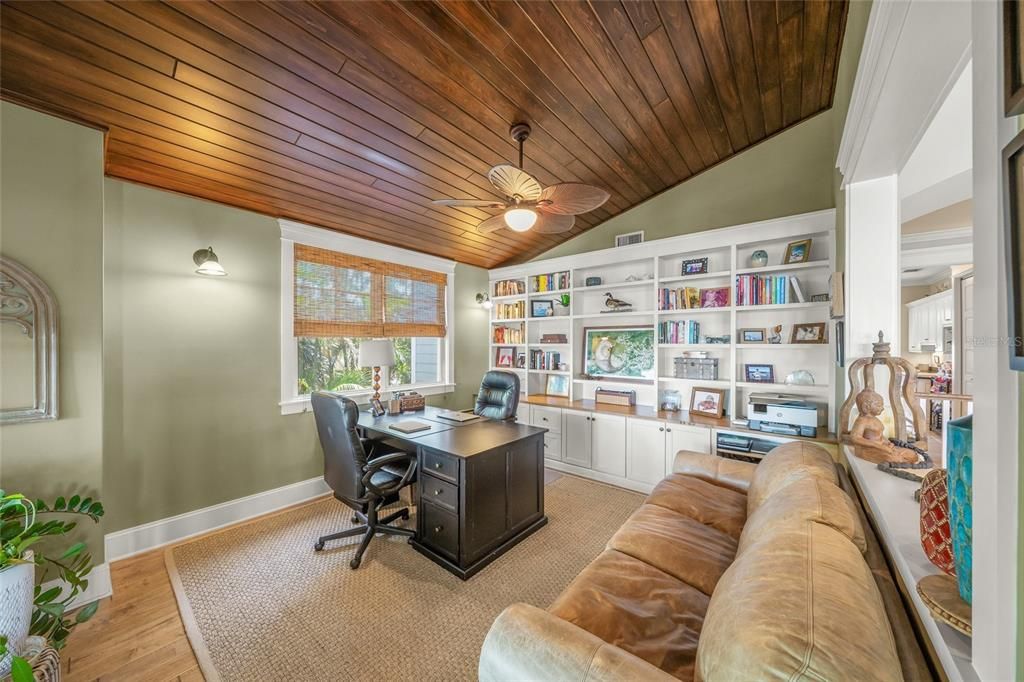 Home Office, Interior, Wooden Ceilings, Wood Texture Flooring