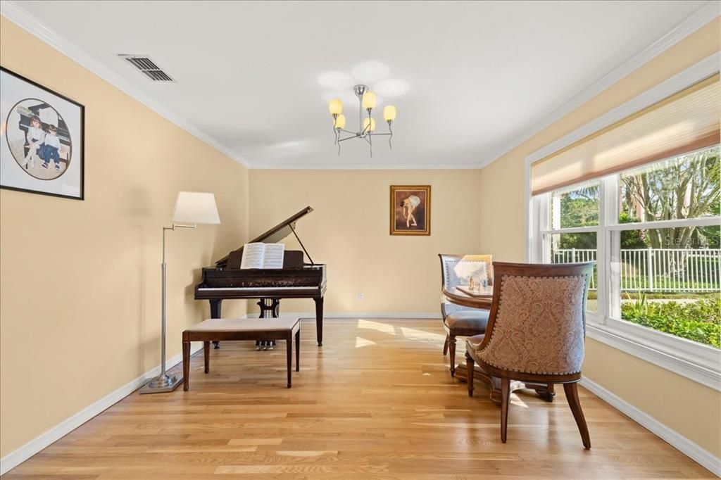 Chandelier, Interior, Piano, Wood Texture Flooring