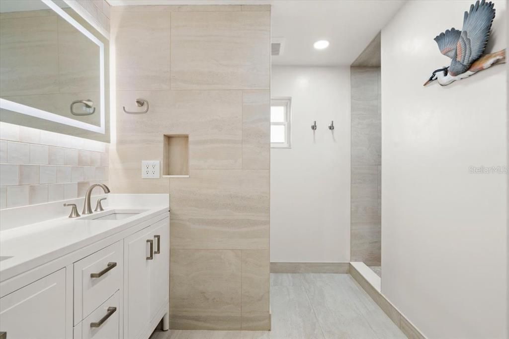 Bathroom, Glass Shower, Interior, Recessed Lighting