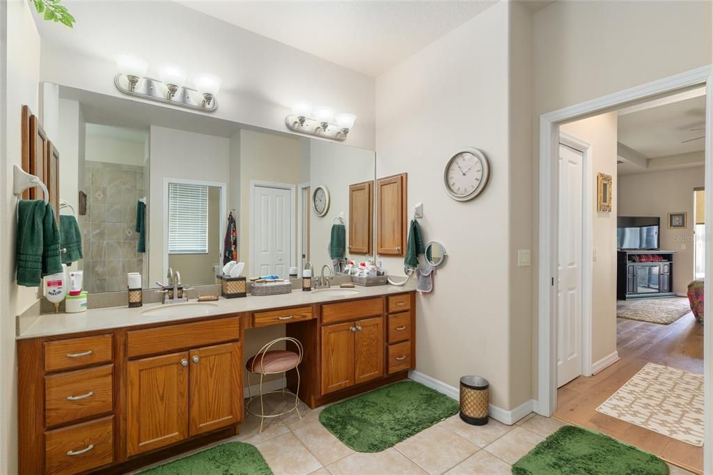 Bathroom, Dual Sink Vanities, Interior, Wood Texture Flooring