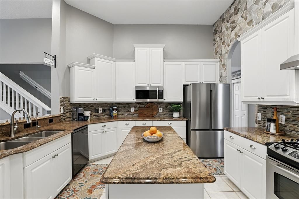 Interior, Kitchen, Stainless Steel Appliances, Stone Walls