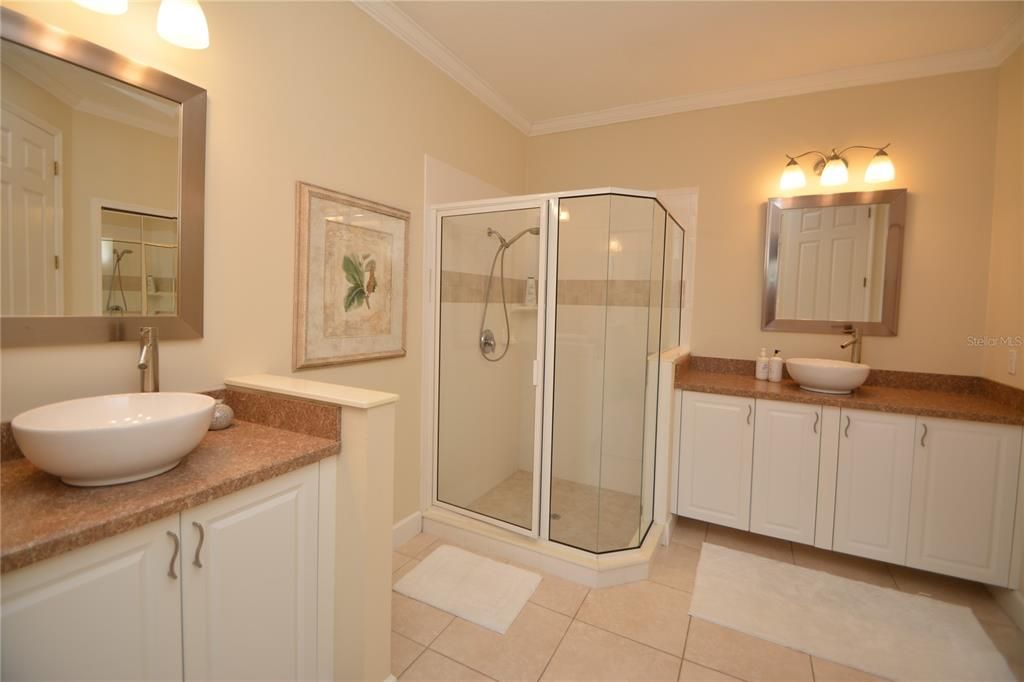 Bathroom, Dual Sink Vanities, Glass Shower, Interior