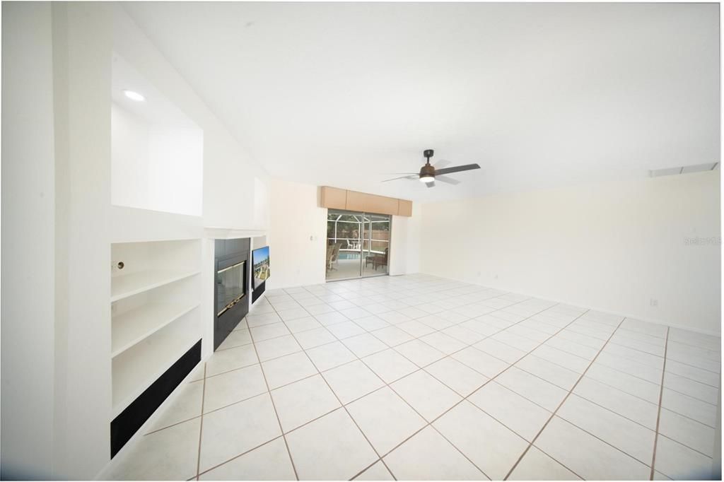 Empty room, Fireplace, Interior, Recessed Lighting