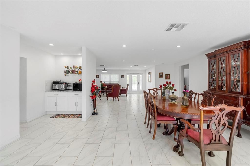 Dining room, Interior, Marble, Recessed Lighting