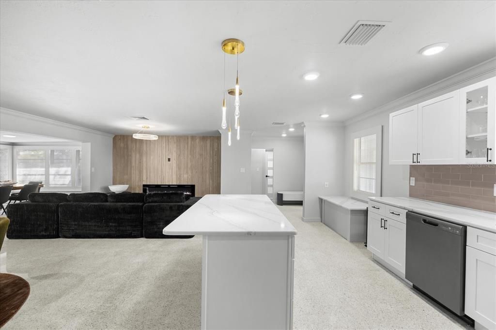 Interior, Kitchen, Living room, Pendant Lights, Recessed Lighting