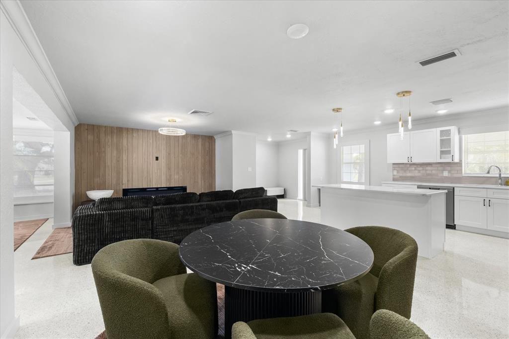 Dining room, Interior, Kitchen, Living room, Pendant Lights, Recessed Lighting