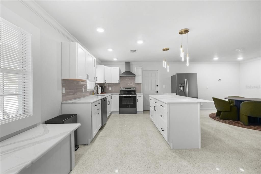 Interior, Kitchen, Pendant Lights, Recessed Lighting, Stainless Steel Appliances