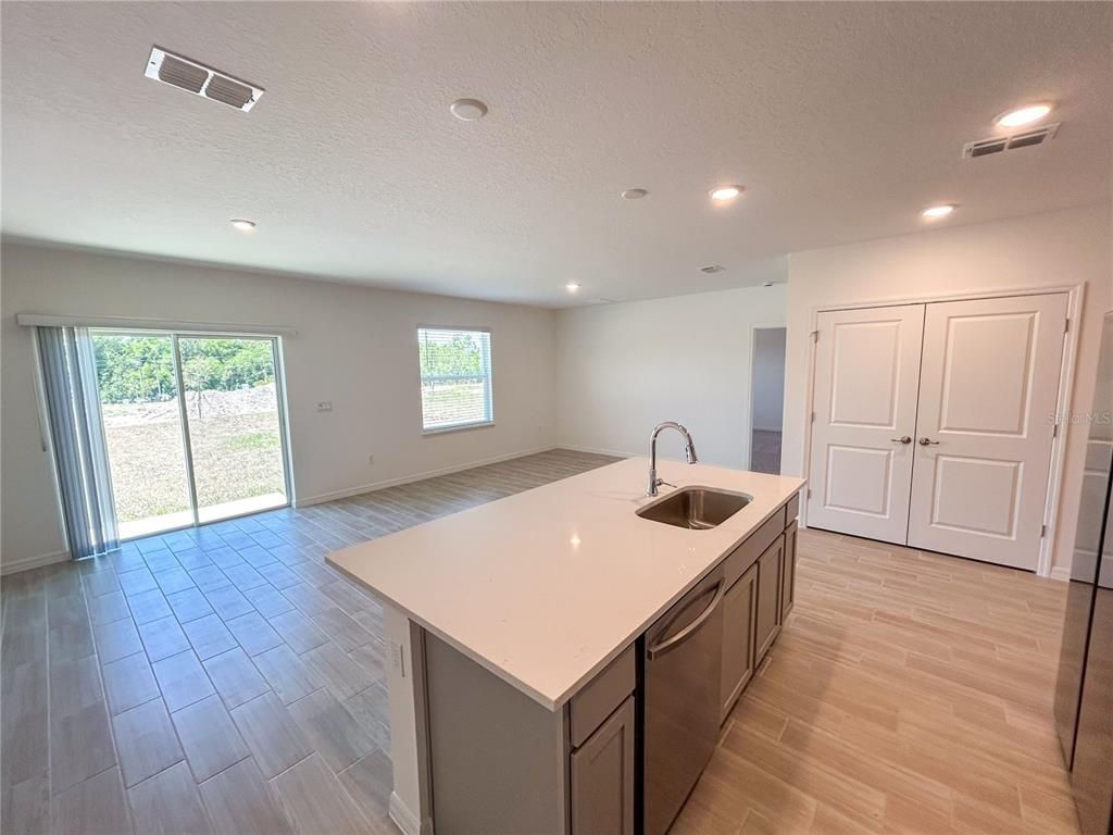 Interior, Kitchen, Recessed Lighting, Wood Texture Flooring