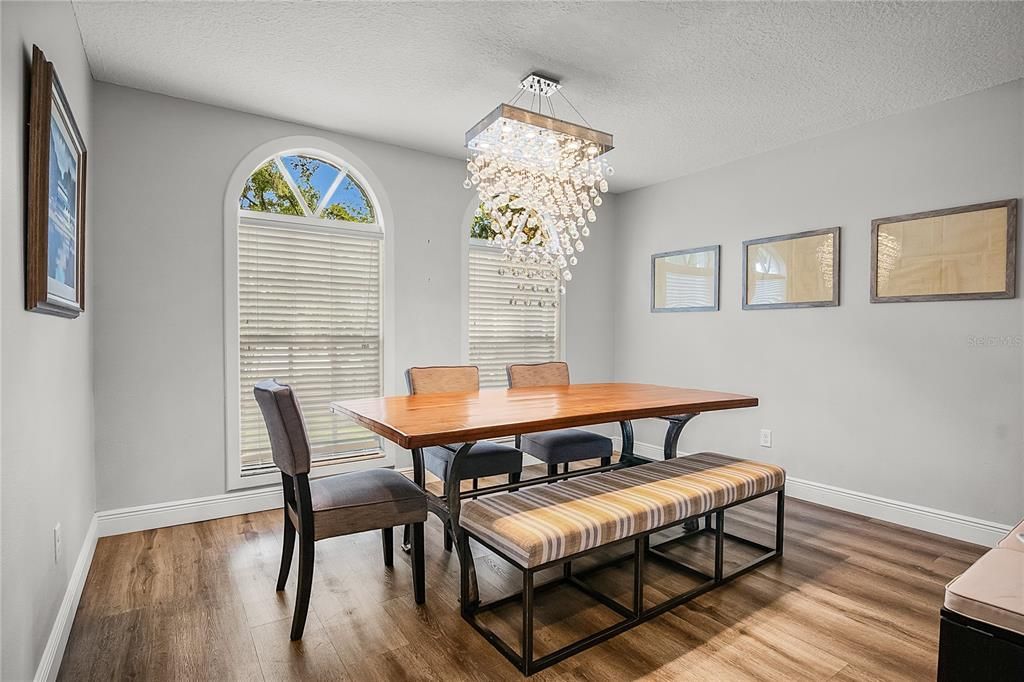 Chandelier, Dining room, Interior, Wood Texture Flooring