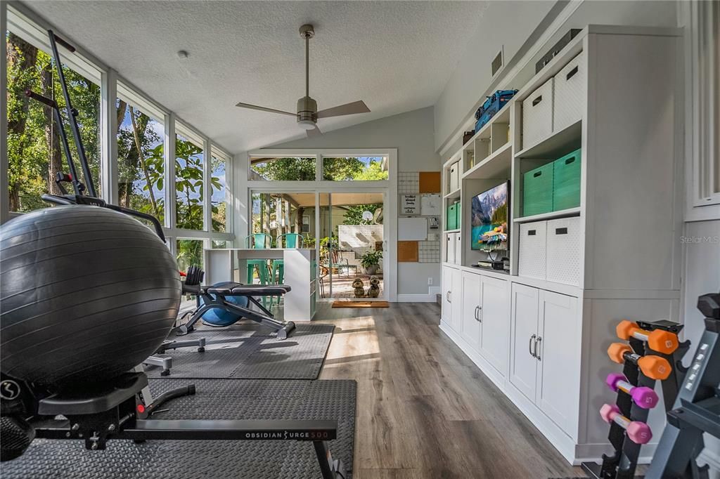 Fitness Equipment, Interior, Wood Texture Flooring