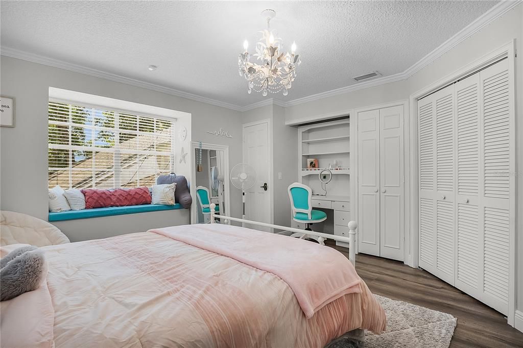 Bedroom, Chandelier, Interior, Wood Texture Flooring