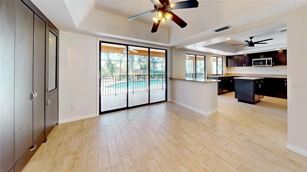 Interior, Kitchen, Recessed Lighting, Wood Texture Flooring