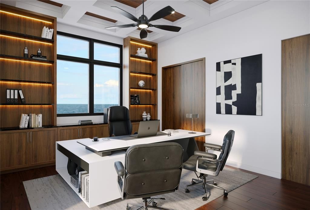 Home Office, Interior, Water, Wood Texture Flooring