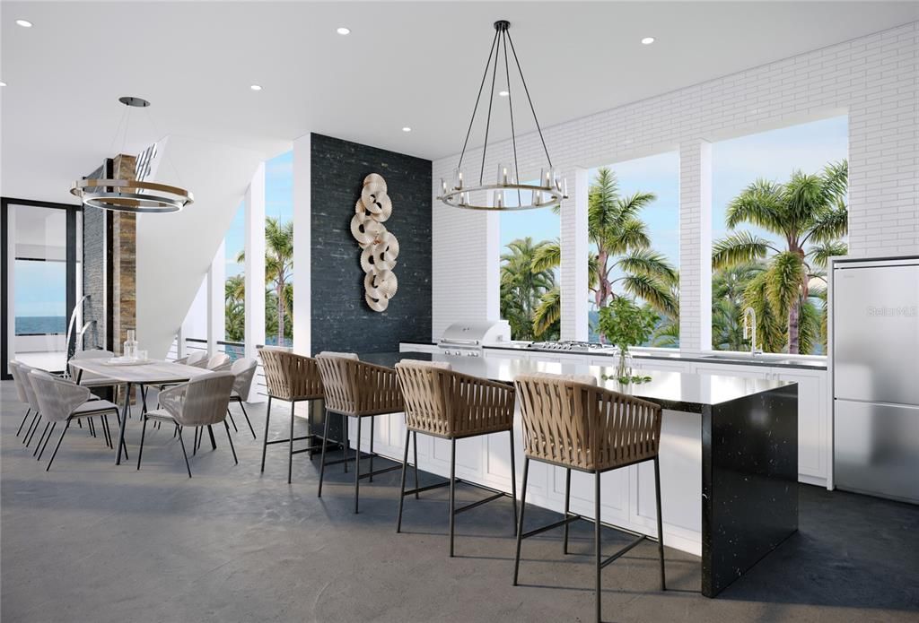 Dining room, Interior, Pendant Lights, Recessed Lighting, Water