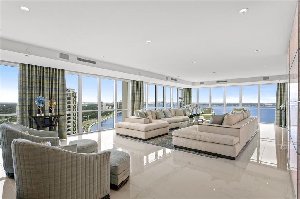 Interior, Living room, Marble, Recessed Lighting, Water