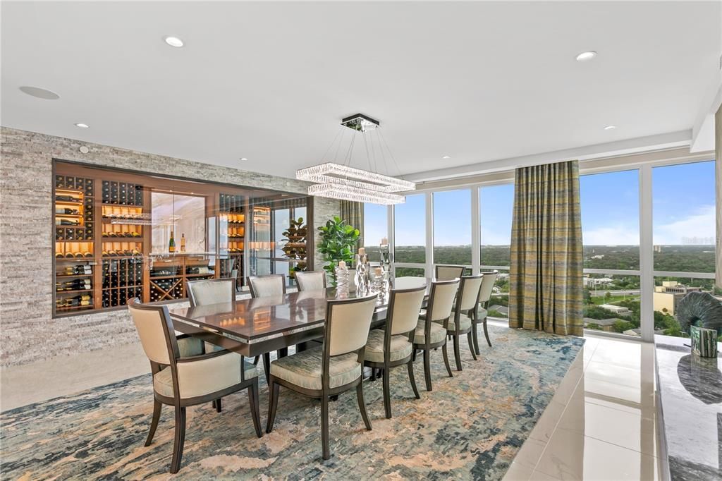 Chandelier, Dining room, Interior, Recessed Lighting, Wine Storage