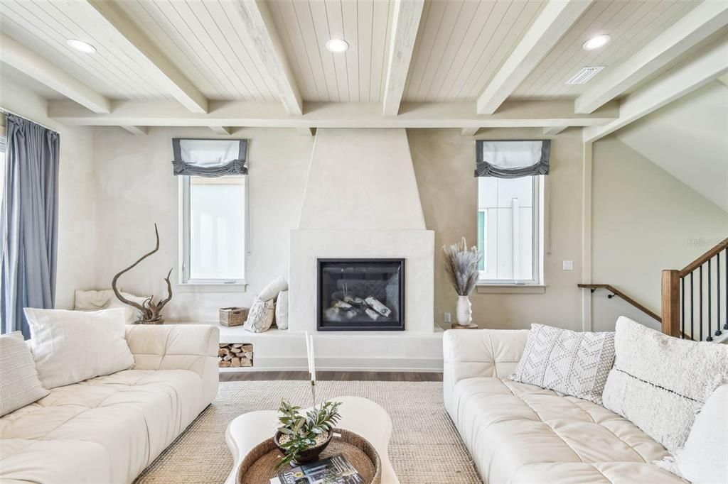 Fireplace, Interior, Living room, Recessed Lighting