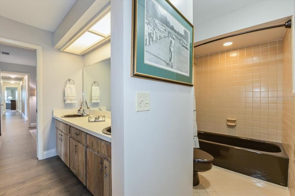 Bathroom, Interior, Recessed Lighting, Wood Texture Flooring