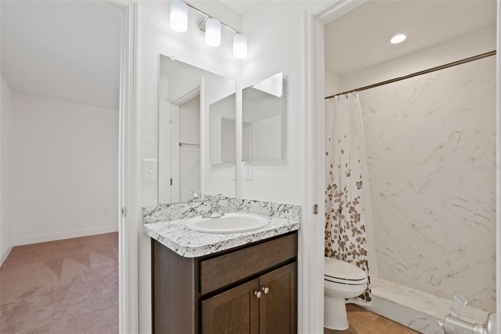 Bathroom, Interior, Marble Walls, Recessed Lighting