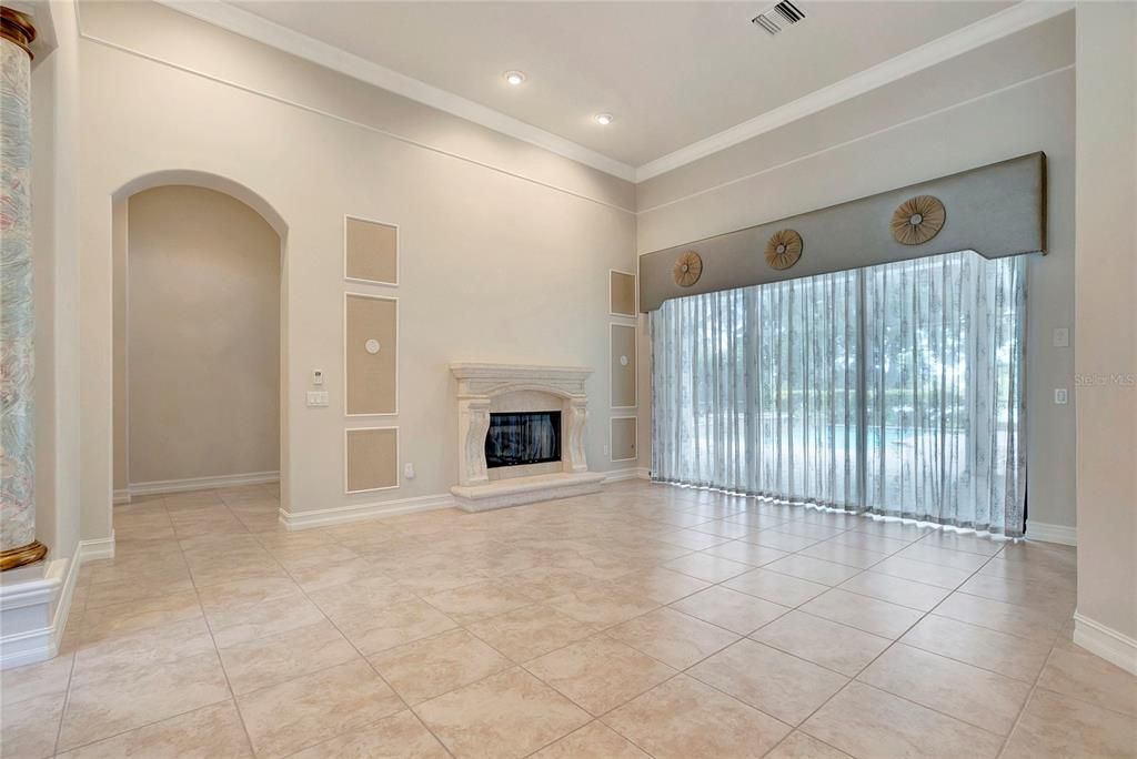 Empty room, Fireplace, Interior, Recessed Lighting