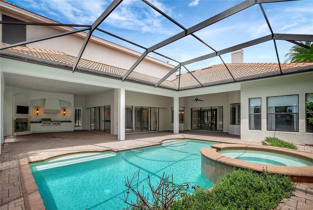 Fireplace, Glass Ceilings, Interior, Pool, Sun Room