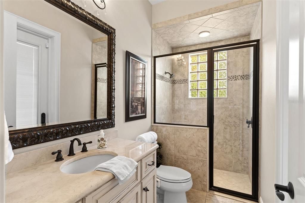 Bathroom, Glass Shower, Interior, Recessed Lighting