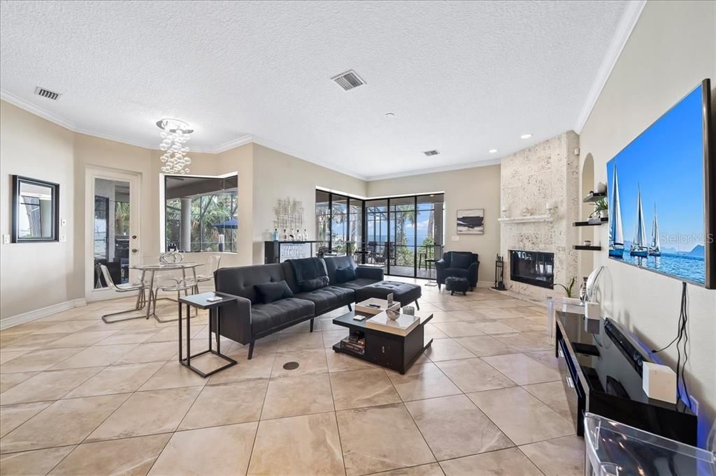 Fireplace, Interior, Living room, Recessed Lighting