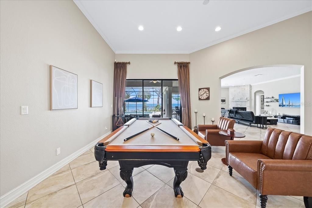 Billiard Table, Game Room, Interior, Living room, Recessed Lighting, Water