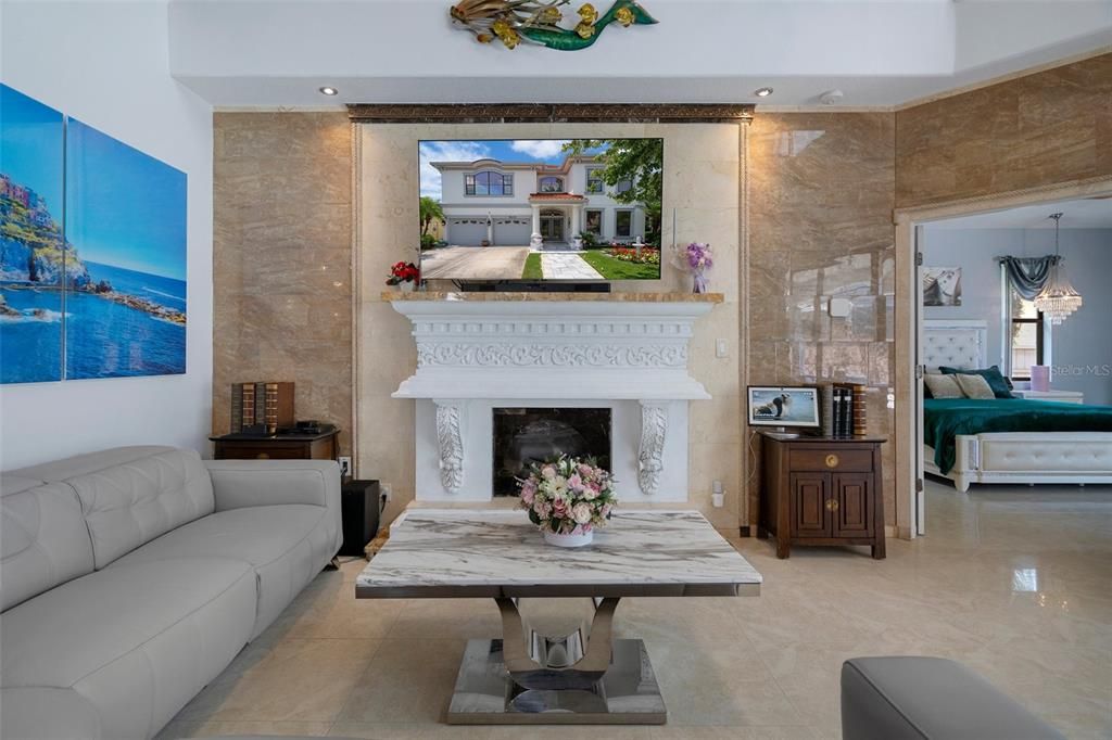 Bedroom, Fireplace, Interior, Recessed Lighting