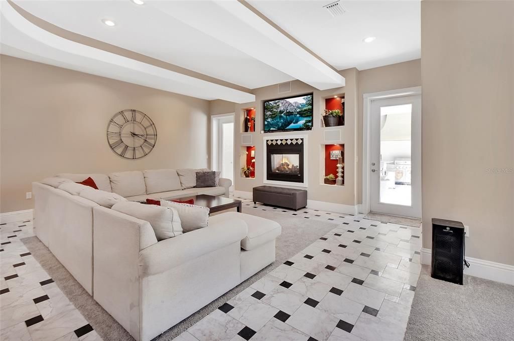 Fireplace, Interior, Living room, Recessed Lighting
